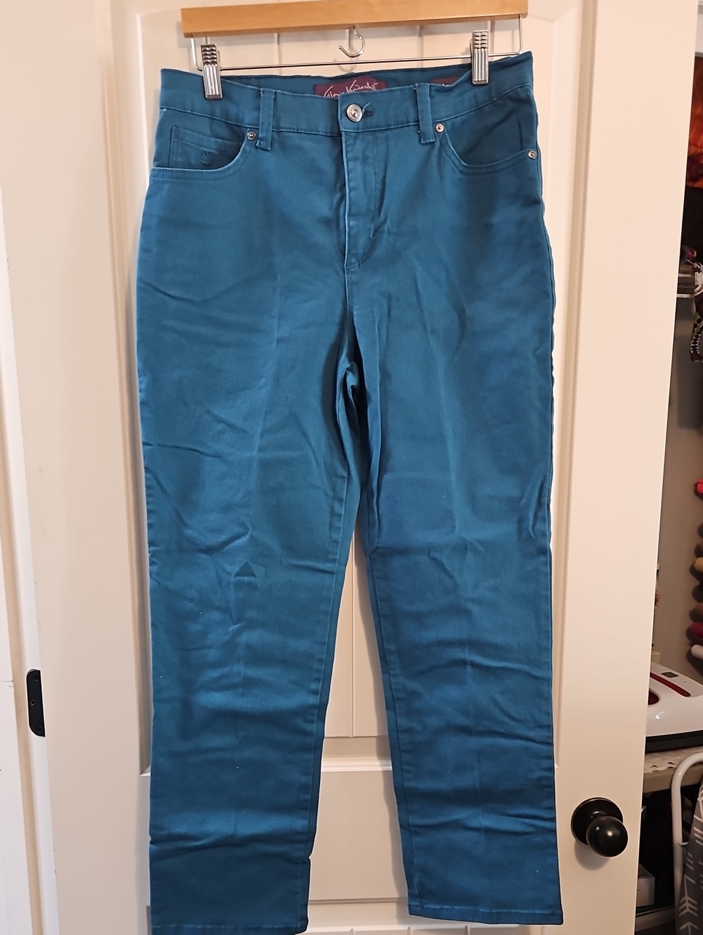 Gloria Vanderbilt Amanda Teal-Blue Straight Leg Pants